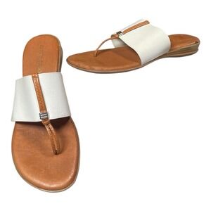 André Assous Nice Featherweights Slide Sandal Brown And White Size 8
